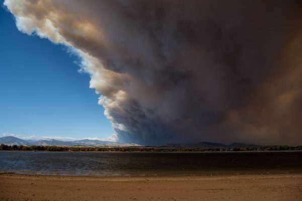 Smoke from the Cameron Peak Fire clouding the skies in Northern Colorado