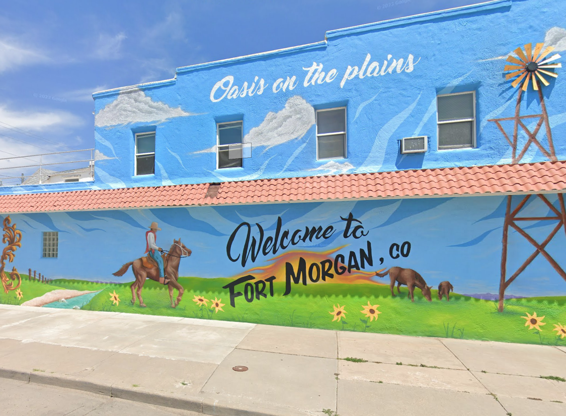Art mural that reads Welcome to Fort Morgan, Colorado