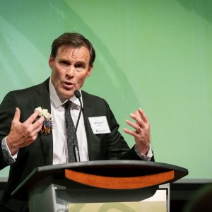 Marty Lenz speaking at the Distinguished Alumni Awards at CSU in October 2024